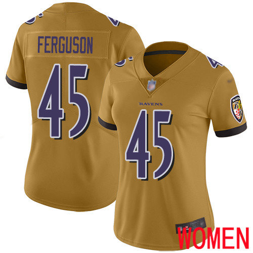 Baltimore Ravens Limited Gold Women Jaylon Ferguson Jersey NFL Football #45 Inverted Legend->women nfl jersey->Women Jersey